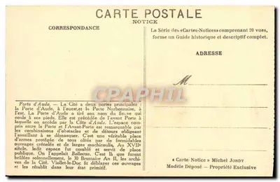 Cidade de Carcassonne — Porta d'Aude — Notícia — Verso