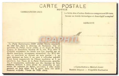 La Ciudad de Carcassonne — La Puerta Narbonnese — Michel Jordy, n°12 — Reverso