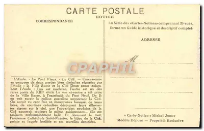 Carcassonne — O Aude — O Ponte Velho — A Cidade — Foto Michel Jordy — Verso
