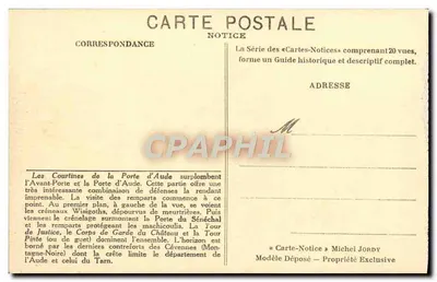 La Cité de Carcassonne — Sobre las Courtines de la Puerta d'Aude — Nota — Reverso