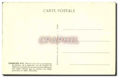 Carlos VIII — rey de Francia (1470-1498) — BHAUN & Cie, Editores, París — Reverso