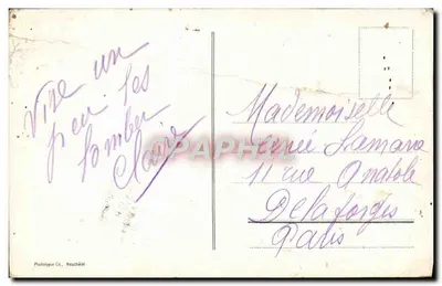 Deux garçons avec des chèvres — devant une cabane en bois — éditeur Phototypie Co., Neuchâtel, n° 8011 — Rückseite