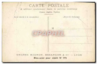 Mulher jovem coberta com véu — retrato em azul aço — Encrez Magnon, Besançon & Cie — Lyon N° 771 — Verso