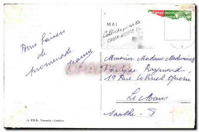 Nyon y el Monte Blanco (4810 m) — 3266 — Editor Fils, Versoix-Geneva — Reverso