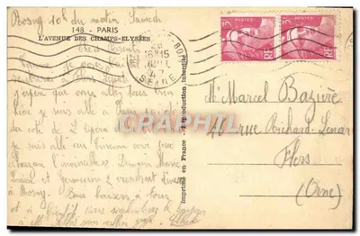 Champs-Élysées — vista dall'Arco di Trionfo — editore Cusin — Verso