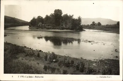 La Isla - Behovia — widok rzeki z wyspą leśną — L. Roisin-Foin, nr 8