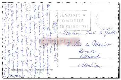 PLOMBIÈRES-LÈS-BAINS — Hotel dos Termas — Cap — Verso