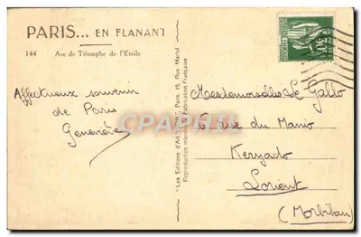 Arc de Triomphe — Paryż — Wydawnictwo Sztuki 'VYON' nr 144 — Rewers