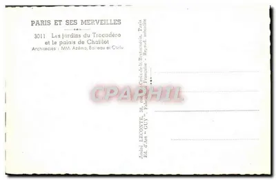 Ogród Trocadéro i pałac Chaillot — Paryż — Wydawca GUY, nr 3011 — Rewers