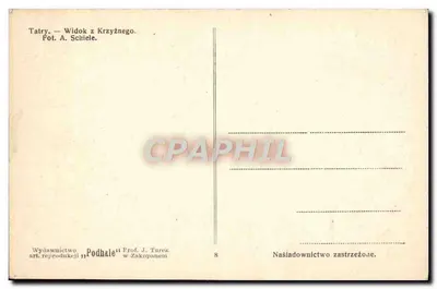 Tatras — Vista do Krzyżne — Fot. A. Schiele — Verso