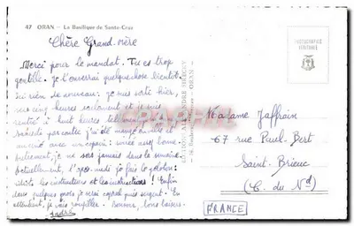 A Basílica de Santa-Cruz — Oran — Edição André Sirecky — Verso