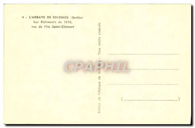 Abbatia Solesmes (Sarthe) — Budynek z 1896 roku, widok z wyspy Saint-Clément — wydawnictwo Abbatii Solesmes — Rewers