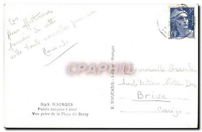 Palácio Jacques-Cœur — Bourges — Editor E. Maquaire, n°303 — Verso