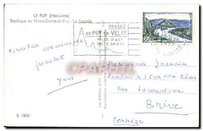 Le Puy (Hte-Loire) — Bazylika Najświętszej Maryi Panny z Le Puy — fasada — Les Editions d'Art, B. 1902 — Rewers