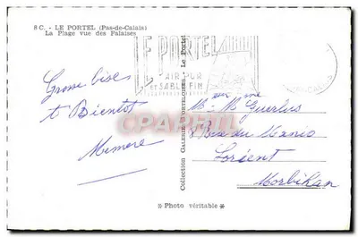 Le Portel (Pas-de-Calais) — Widok plaży z falii — Galerie Porteloise — Rewers