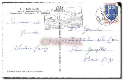 Lourdes — Asiel Notre-Dame — Beeldhouwer G. Serraz — Ed. P. Doucet — Achterkant