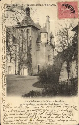 St-Julien-l'Arts (Vieil) — O Castelo - O Velho Torreão e a Janela Murada do Rei João o Bom — Fototipia A. Bergeret et Cie, Nuret