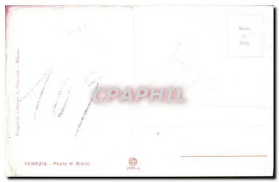 Vénétie — Ponte de Rialto — éditeur Proprietà artistica A. Sorocchi — n° 2660-5 — Verso