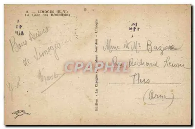 Stacja Benedyktynów — Limoges — Wydawnictwo La Cigogne — Rewers