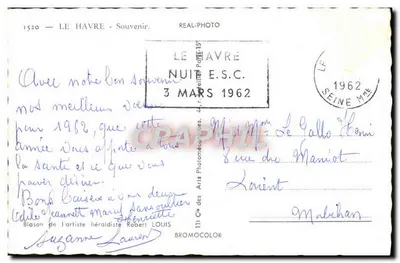 Le Havre — Vue panoramique avec le port, l'hôtel de ville, la plage et les rues — éditeur BROMOCOLOR — Achterkant