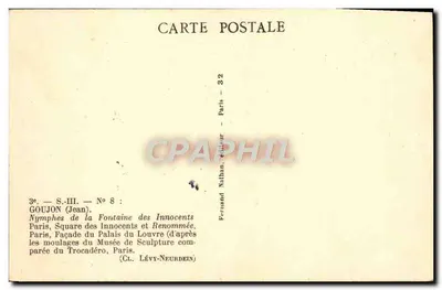 Nymfy Fontanny Niepewnych — Façada Pałacu Louwru — GOUJON (Jean) — Série 3e. S.-III. N° 8 — Rewers