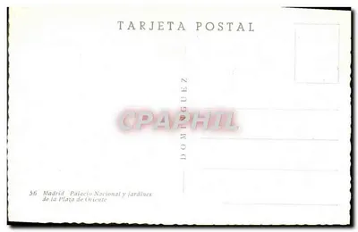 Madrid — Palácio Nacional e jardins da Praça de Oriente — Dominguez — Verso