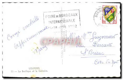 Lourdes — La Basilica e il Calvario — Cliché YAN — Verso
