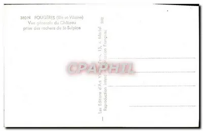 Fougères (Ille-et-Vilaine) — Ogólny widok zamek z skał St-Sulpice — Les Éditions d'Art Yvon, Paryż — Rewers