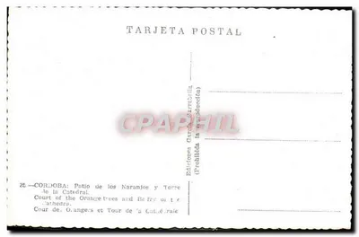 Córdova — Pátio dos Laranjeiros e Torre da Catedral — Editor García Carratala, n°25 — Verso