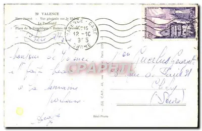 Valence — Lembrete de Valence — Réal-Photo — Verso