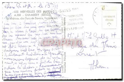 Chambéry — Zamek Duków Savoijskich — Wydawnictwo Valord, nr A.808 — Rewers