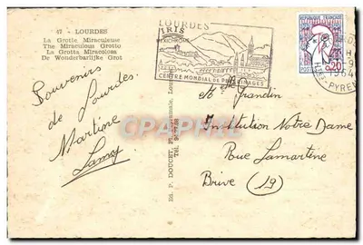 Gruta Milagrosa de Lourdes — Ed. P. Doucet, n°47 — Verso