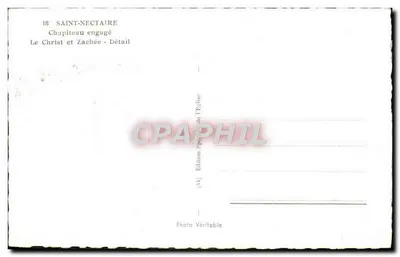 Saint-Nectaire — Capitel envolto, detalhe do Cristo e Zacarias — Edição da Igreja — Verso