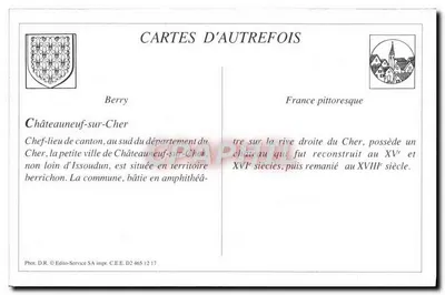 Châteauneuf-sur-Cher — Rue de la Chaussée — Tarjeta postal antigua — Reverso