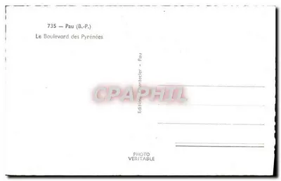 Pau — El Boulevard des Pyrénées — Edición Chantecler — Reverso