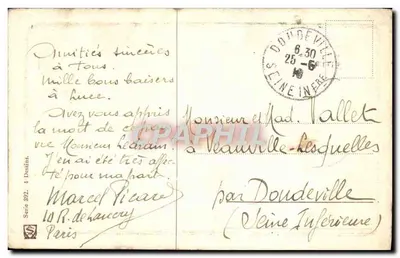 Pejzaż wiejski — dom i droga — wydawca Desains, seria 392 — Rewers