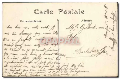 Zniszczony budynek w Reims — Kąt ulicy Cérès i ulicy Uniwersytetu — Jules MAZOT, wyd., Reims — Rewers