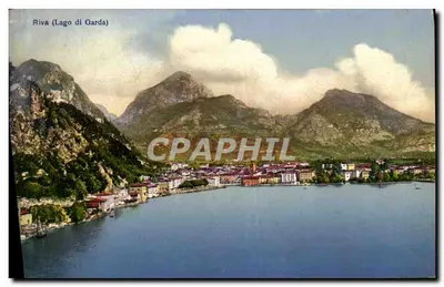 Riva (Lago di Garda) — vista panorâmica do lago e das montanhas — Ed. L. Fioroni, Milano