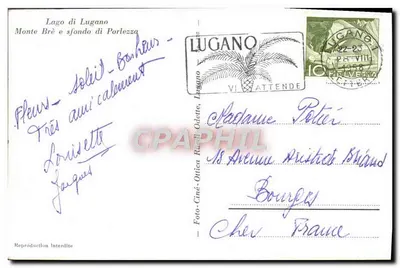 Lago di Lugano — Monte Brè e sfondo di Porlezza — Foto-Ciné-Optica Odette, Lugano — Rewers