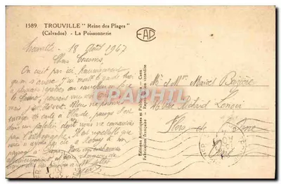 TROUVILLE "Rainha das Praias" — A Peixaria — Edições Artesanais Francesas — Verso