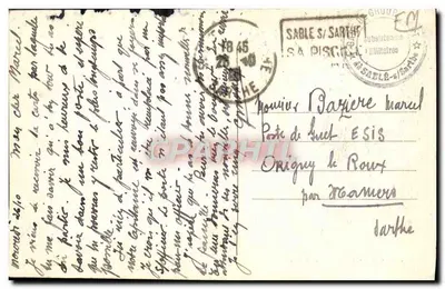 Bilhete postal antigo Sable sur Sarthe Quai National — Verso