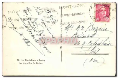 Les Aiguilles du Diable — Mont-Dore — éditeur G. A. P. Paris, n° 60 — Rückseite