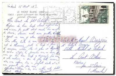 O Mont Blanc — ponto culminante dos Alpes e primeiro pico da Europa — editor Le Céllard, n°15653 — Verso