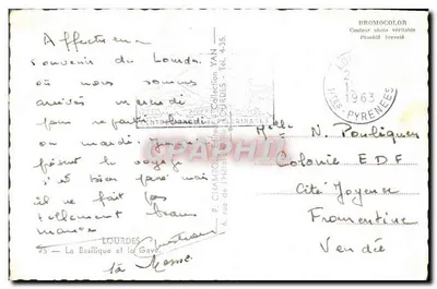 Lourdes — Bazylika i Gave — wydawca YAN, n°435 — Rewers
