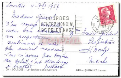 Lourdes — Bazylika i Krzyż — Wydawnictwo QUINAULT — Rewers