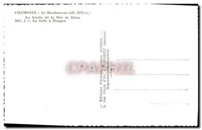 Chamonix - Montenvers (wys. 1913 m.) — Jaskinia Morza Lodowego, Sala do Jedzenia — Éditions Photographiques JANSOL (Savoie) — Rewers