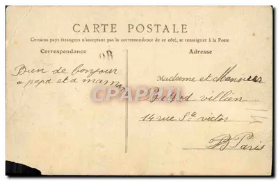 Bilhete postal antigo Ableiges As Fauvettes O Parque — Verso