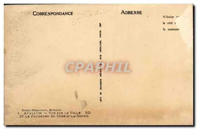 Avallon — Widok na miasto i dzielnice Cousin-la-Roche — Curret-Renaudot, wydawca — Rewers