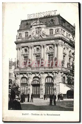 Paris - Teatro da Renascença — fachada ornada, letreiro 'Renaissance' — editor não visível