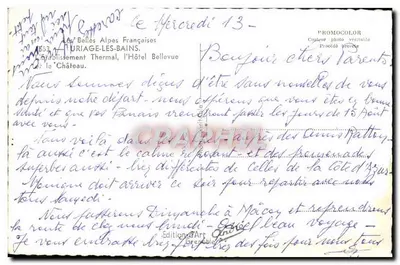 Auriège-les-Bains — Hotel Bellevue i zamek — Wydawnictwo Art Grenoble — Rewers